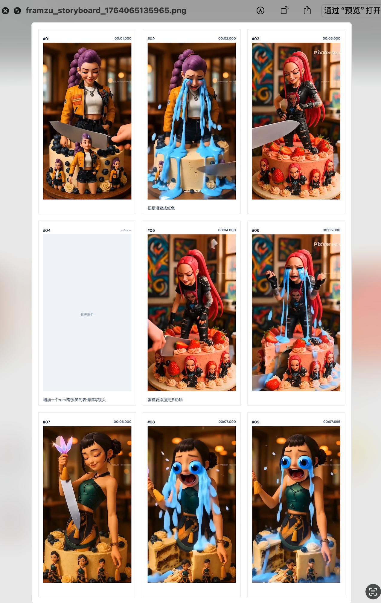 Framzu storyboard export example